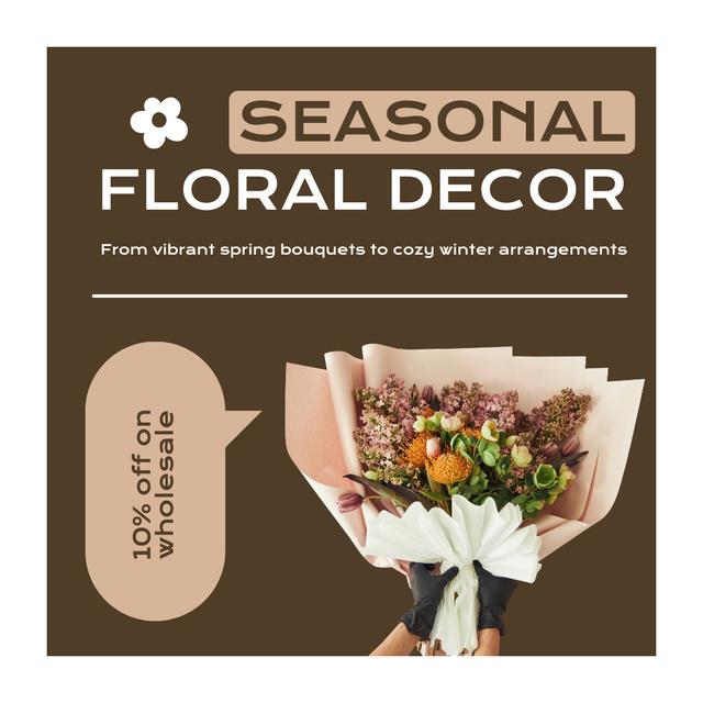 Ontwerpsjabloon van Instagram AD van Discount on All Bouquets of Seasonal Flowers