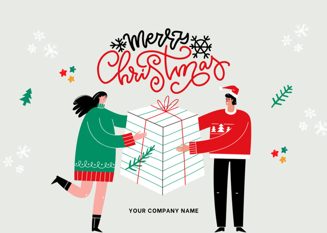 Happy Couple Celebrating Christmas Flyer 5x7in Horizontal – шаблон для дизайна