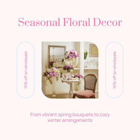Plantilla de diseño de Decoración floral de temporada para decoración de habitaciones. Instagram AD 