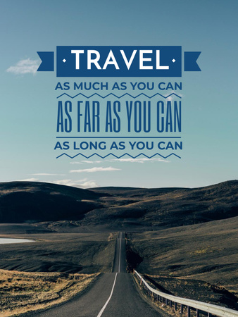 Travel Motivational Quote with Highway Poster US Design Template