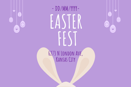 Szablon projektu Easter Holiday Fest Event with Cute Bunny Ears Flyer 4x6in Horizontal