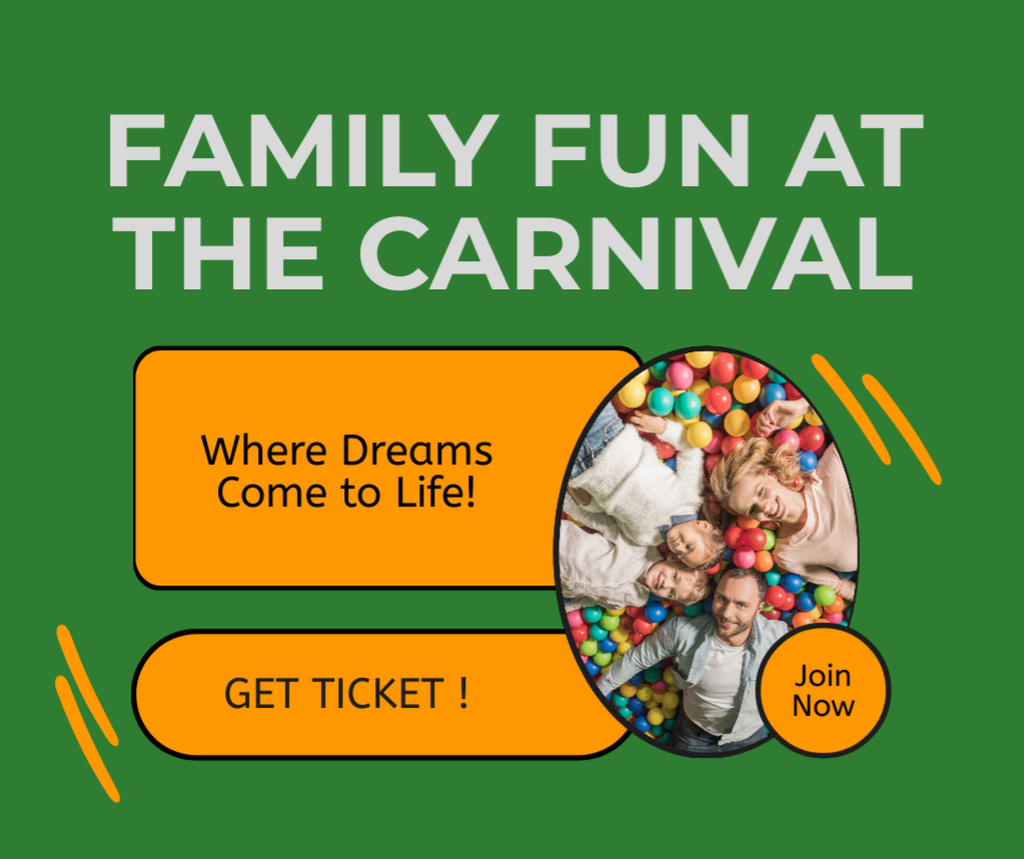 Exciting Family Fun At Carnival Announcement Facebook Design Template