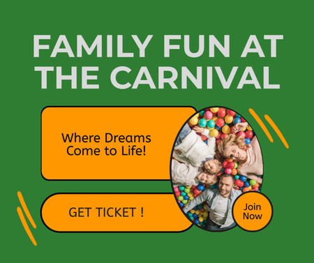Plantilla de diseño de Emocionante diversión familiar en el anuncio del carnaval Facebook 
