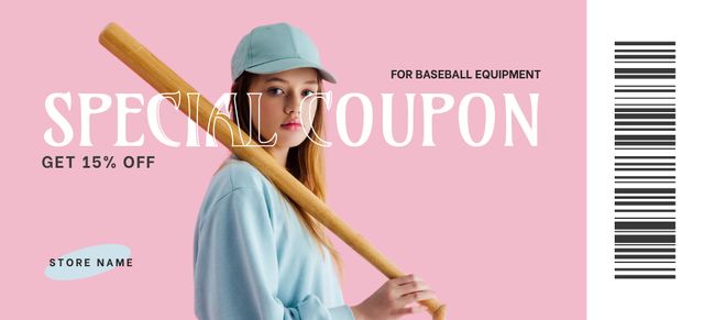 Special Offer on Sports Equipment Coupon 3.75x8.25in Design Template