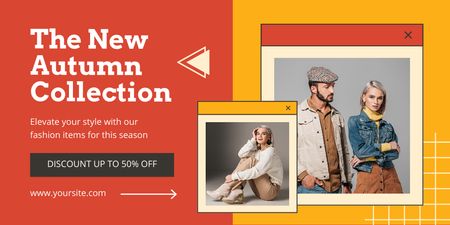 Sale New Autumn Collection on Red Twitter Design Template