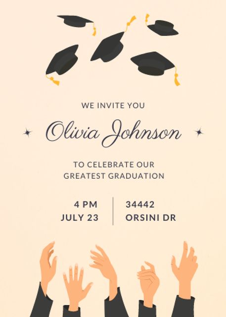 Energetic Grad Ceremony and Party Announcement Invitation Design Template