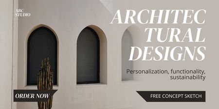 Modèle de visuel Conceptions architecturales classiques avec croquis de concept gratuit - Twitter