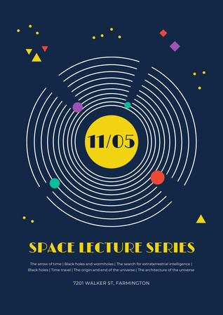 Space Event Announcement with Space Objects Poster tervezősablon