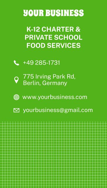 Template di design Healthy School Lunch Advertisement Business Card US Vertical