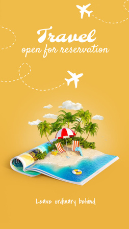 Travel Inspiration with Illustration of Tropical Island Instagram Story Design Template