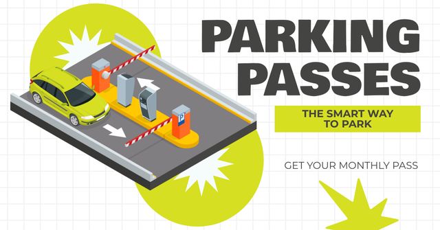 Ontwerpsjabloon van Facebook AD van Monthly Parking Pass Offer