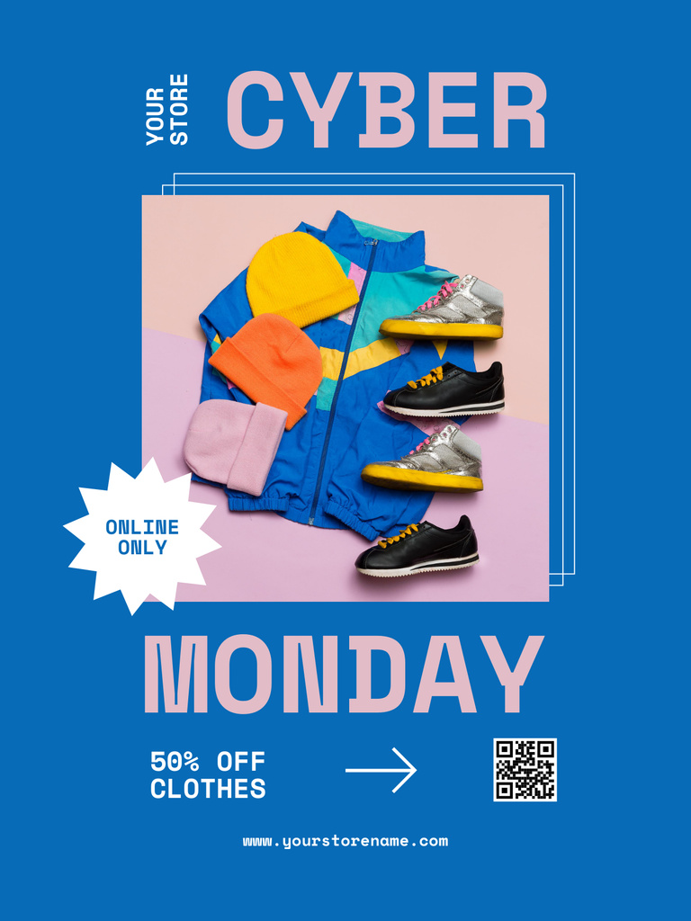 Clothes Sale on Cyber Monday Poster US – шаблон для дизайну