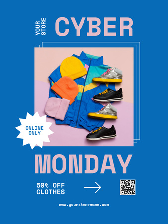 Clothes Sale on Cyber Monday Poster US Πρότυπο σχεδίασης