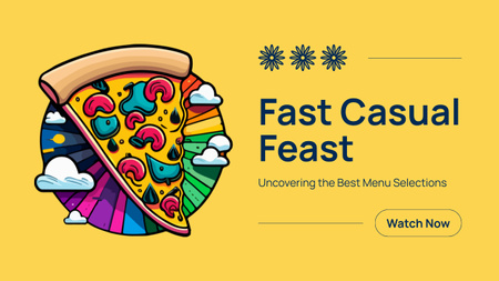 Fast Casual Feast Ad with Illustration of Pizza Youtube Thumbnail Design Template