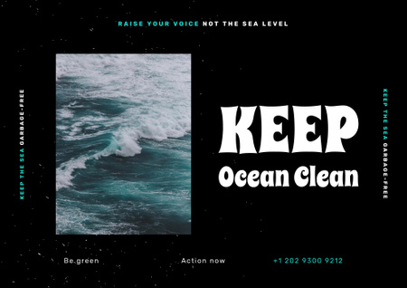 Ocean Care Awareness Poster B2 Horizontal Tasarım Şablonu