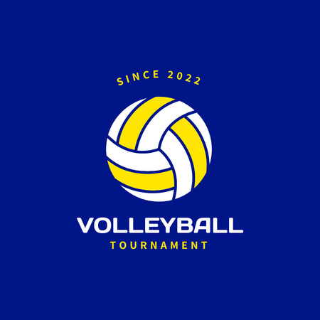 Volleyball Tournament Emblem on Blue Logo 1080x1080px Design Template