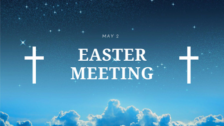 Easter Holiday Event Announcement with Crosses in Heaven FB event cover Design Template