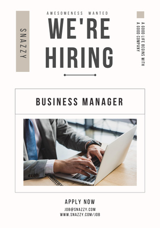 Business Manager Vacancy Poster 28x40in Design Template
