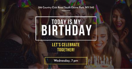 Ontwerpsjabloon van Facebook AD van verjaardagsfeest met mensen die feest vieren