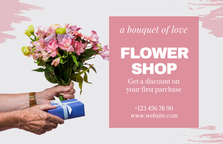 Get Discount on Bouquet from Flower Shop Thank You Card 5.5x8.5in Tasarım Şablonu