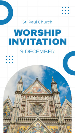 Worship Invitation with Beautiful Cathedral Building Instagram Story Design Template