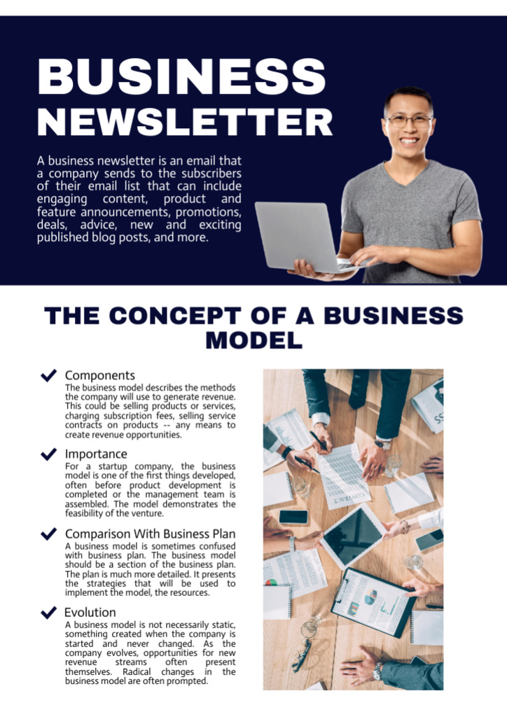 Szablon projektu Business Model Concept Newsletter
