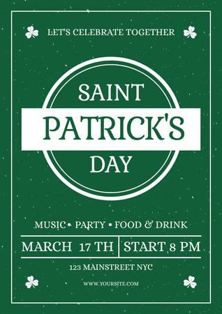 St. Patrick's Day Party Announcement on Green Poster Design Template