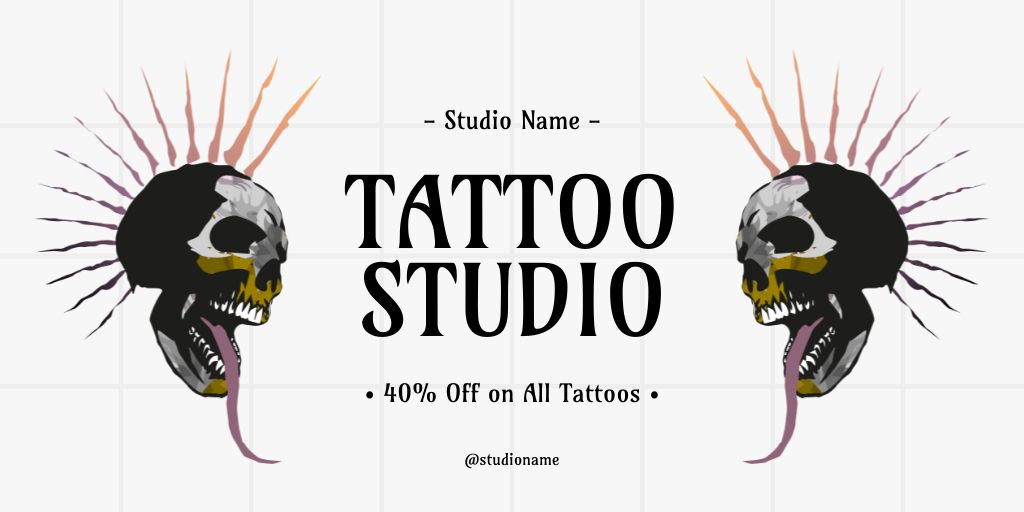 Ontwerpsjabloon van Twitter van Expressive Tattoos In Studio With Discount Offer