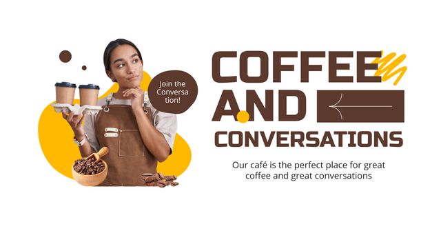Plantilla de diseño de Premium Coffee And Conversations In Cafe Facebook AD 