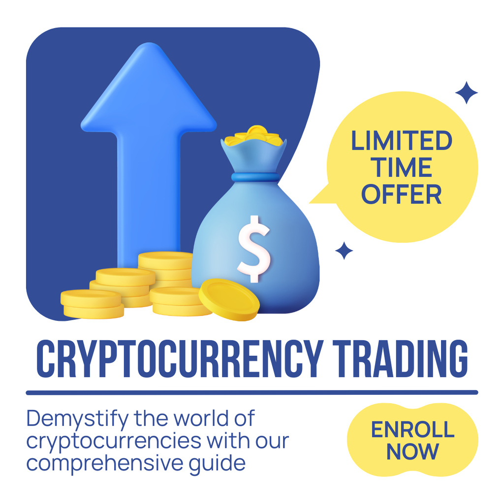 Limited Offer on Cryptocurrency Trading Guide LinkedIn postデザインテンプレート