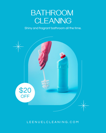 Professional Toilet and Bathroom Cleaning Offer on Blue Poster 16x20in Design Template