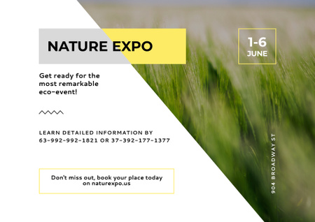 Ontwerpsjabloon van Poster B2 Horizontal van Nature Expo Announcement with Grass in Field