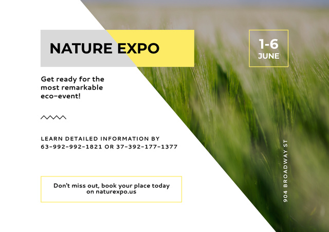 Nature Expo Announcement with Grass in Field Poster B2 Horizontal Πρότυπο σχεδίασης