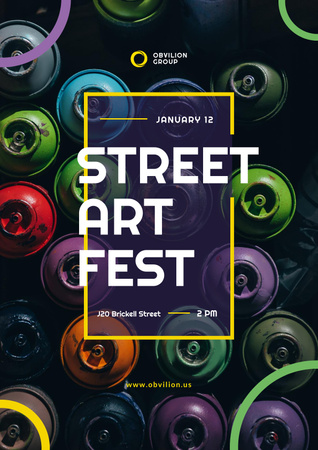 Art Event Announcement with Spray Paint Cans Poster Modelo de Design