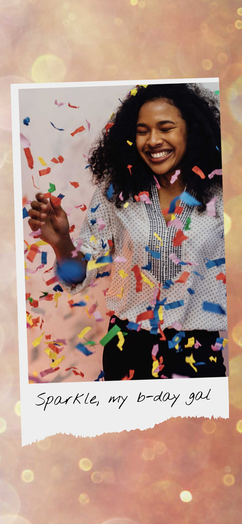 Birthday Celebration Girl Under Confetti Snapchat Moment Filter tervezősablon