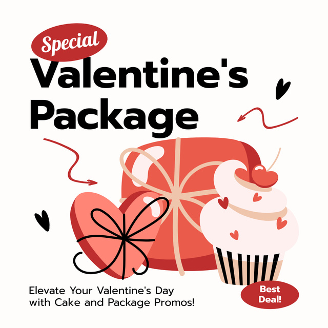 Designvorlage Valentine's Package With Cake And Treats Deal für Instagram AD