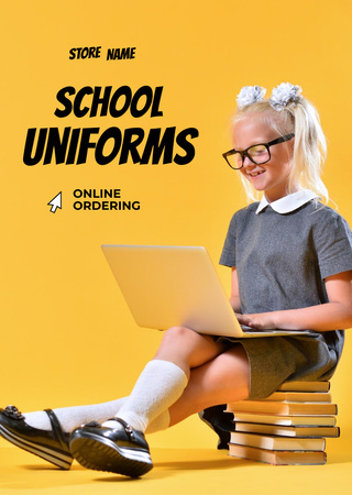 Designvorlage School Uniforms Online Offer In Yellow für Postcard A6 Vertical