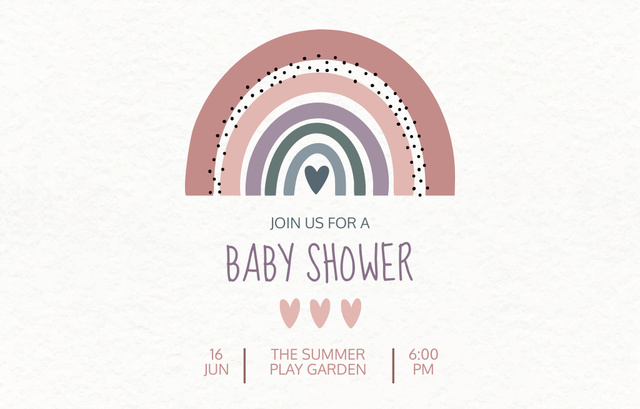 Modèle de visuel Charming Baby Shower Announcement With Rainbow Illustration - Invitation 4.6x7.2in Horizontal