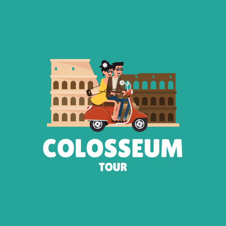 Ontwerpsjabloon van Animated Logo van Aanbieding Colosseum-rondleiding