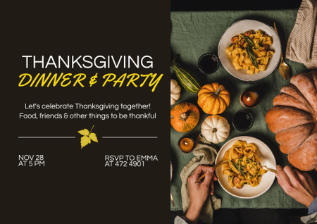 Thanksgiving Dinner Announcement Poster B2 Horizontal Design Template