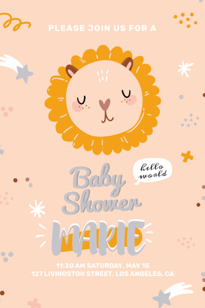 Baby Shower party with cute animal Invitation 6x9in Design Template