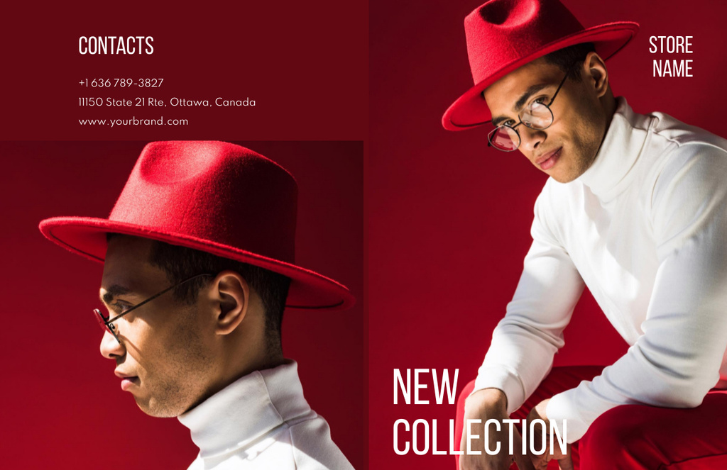 Fashion Offer with Stylish Man Brochure 11x17in Bi-fold Design Template
