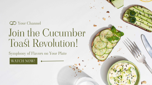 Food Blog Ad with Cucumber Sandwiches Youtube Thumbnail Design Template