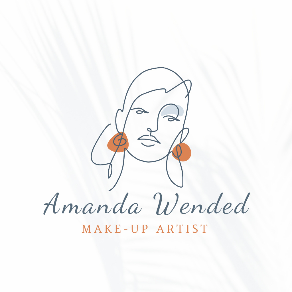 Makeup Artist Services Offer with Illustration of Woman Logo Design Template