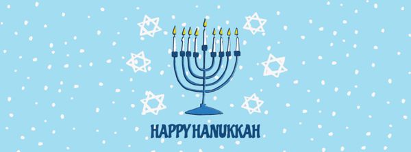Happy Hanukkah Greeting Menorah in Blue