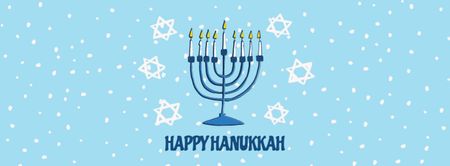 Happy Hanukkah Greeting Menorah in Blue Facebook cover Design Template