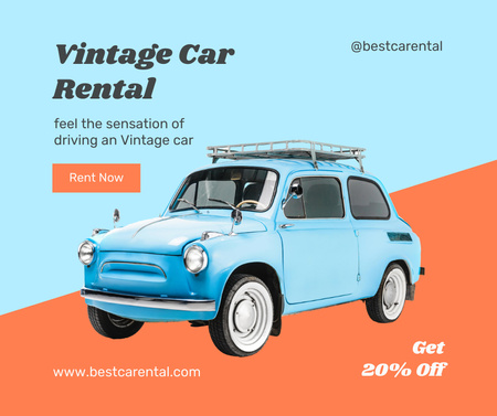 Vintage Car Rental Services Facebook Design Template