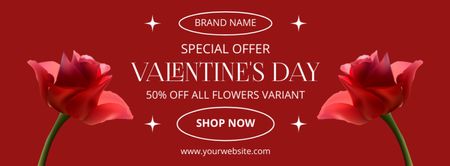 Valentine's Day Special Sale with Red Roses Facebook cover Design Template