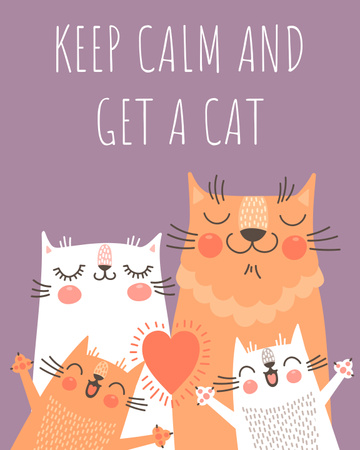 Adoption Inspiration with Funny Cats Family Poster 16x20in Design Template
