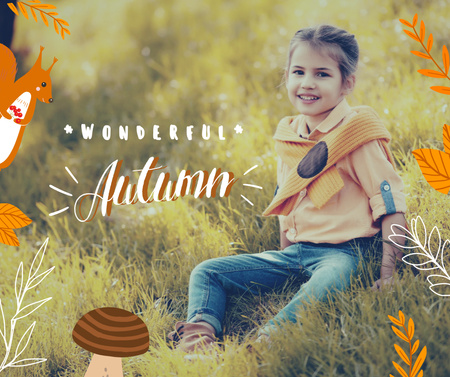 Autumn Inspiration with Cute Little Girl Facebook Design Template